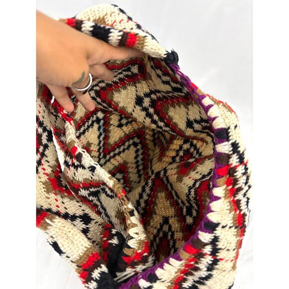VTG Handmade Crocheted Hand Woven Purse Zigzag - Picture 4 of 16